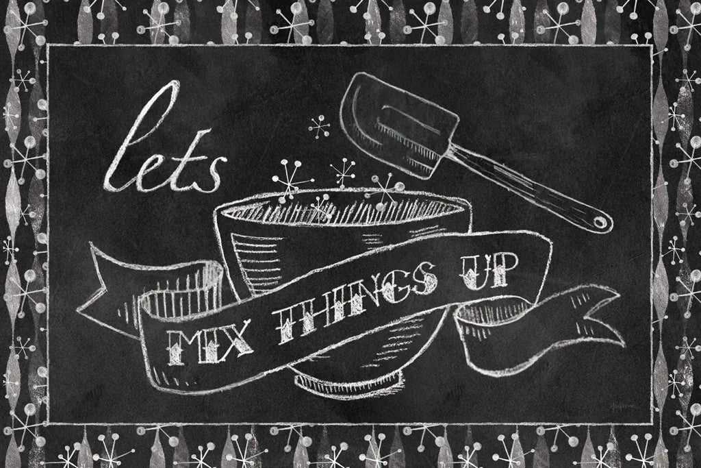 Retro Bakery Chalk - Lets Mix Things Up by Mary Urban. SKU 39125i. Archival Giclee Fine art print for wall decor.