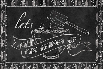 Retro Bakery Chalk - Lets Mix Things Up by Mary Urban. SKU 39125i. Archival Giclee Fine art print for wall decor.