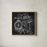 Retro Bakery Chalk I by Mary Urban. Shown in a natural wood glass frame for a timeless modern aesthetic. Available as an archival giclee rolled canvas, fine art paper, or poster print. SKU 19849a.