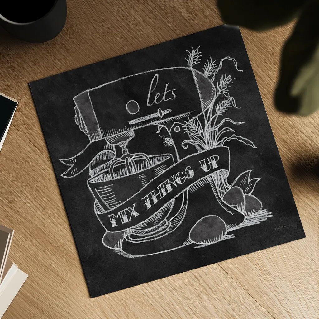 Retro Bakery Chalk II by Mary Urban. Shown as a detailed flat fine art print, highlighting archival giclee quality. Available as an archival giclee rolled canvas, fine art paper, or poster print. SKU 19850a.