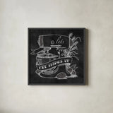 Retro Bakery Chalk II by Mary Urban. Shown in a sleek black glass frame for a contemporary gallery look. Available as an archival giclee rolled canvas, fine art paper, or poster print. SKU 19850a.