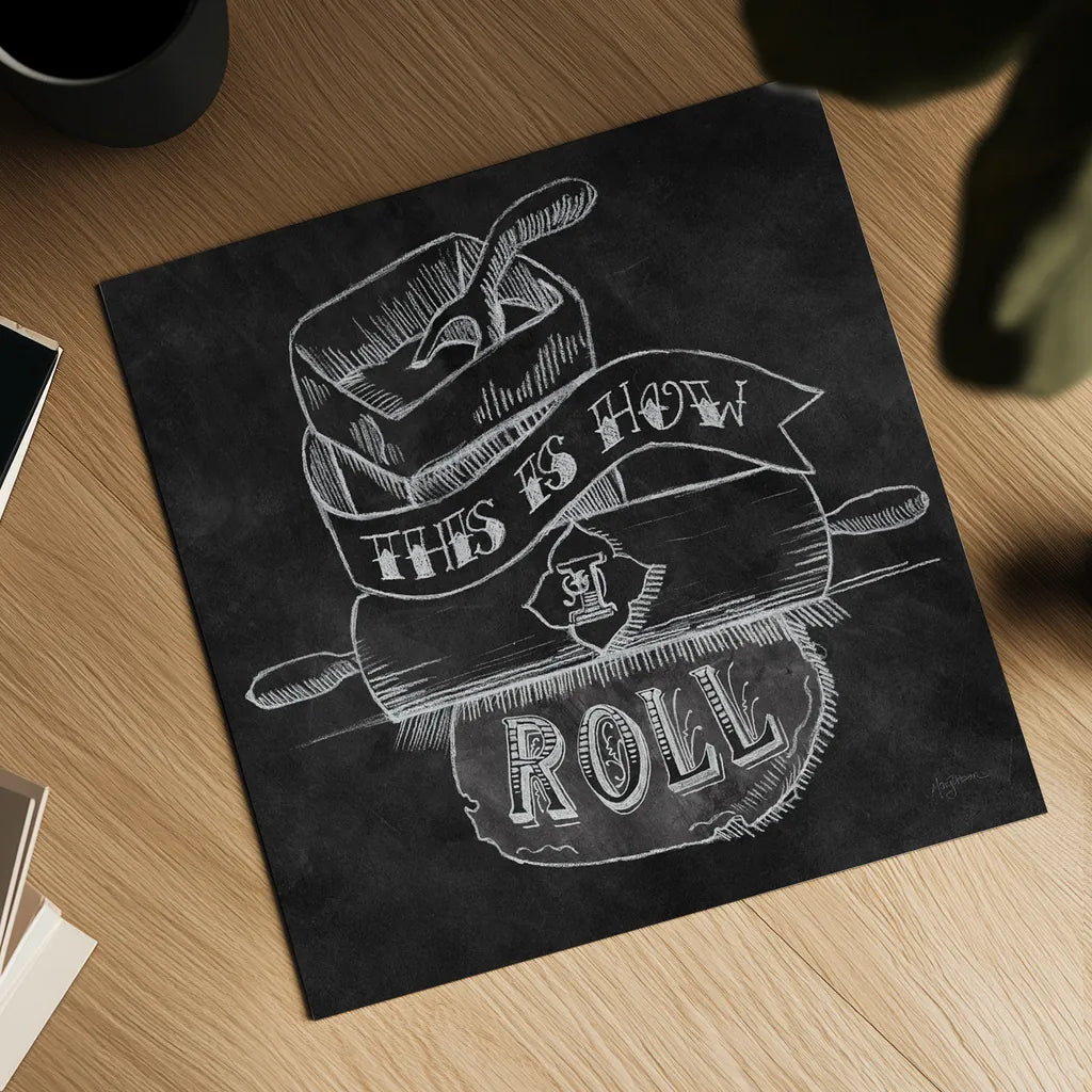 Retro Bakery Chalk III by Mary Urban. Shown as a detailed flat fine art print, highlighting archival giclee quality. Available as an archival giclee rolled canvas, fine art paper, or poster print. SKU 19851a.