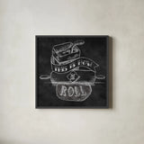 Retro Bakery Chalk III by Mary Urban. Shown in a sleek black glass frame for a contemporary gallery look. Available as an archival giclee rolled canvas, fine art paper, or poster print. SKU 19851a.