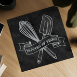 Retro Bakery Chalk IV by Mary Urban. Shown as a detailed flat fine art print, highlighting archival giclee quality. Available as an archival giclee rolled canvas, fine art paper, or poster print. SKU 19852a.