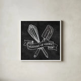 Retro Bakery Chalk IV by Mary Urban. Shown in a crisp white glass frame for a clean and minimalist style. Available as an archival giclee rolled canvas, fine art paper, or poster print. SKU 19852a.