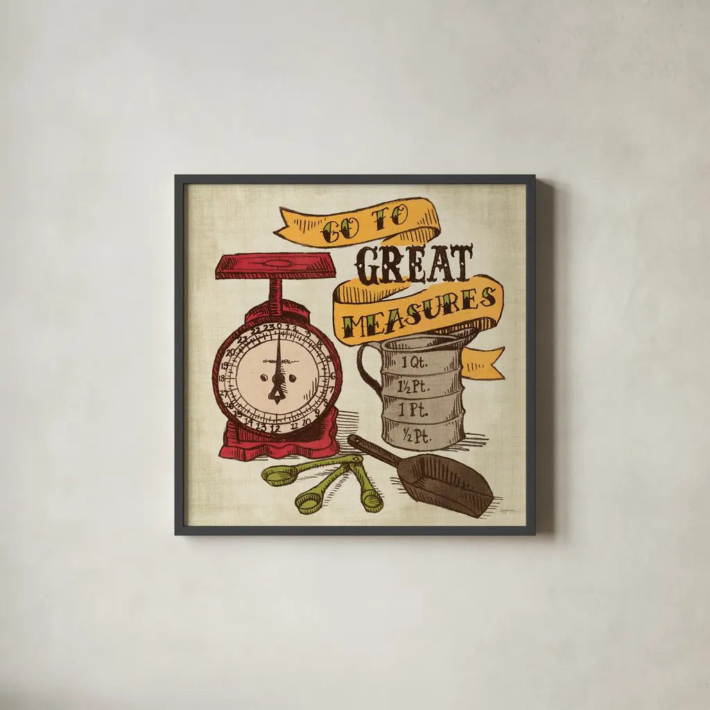 Retro Bakery Color I by Mary Urban. Shown in a sleek black glass frame for a contemporary gallery look. Available as an archival giclee rolled canvas, fine art paper, or poster print. SKU 17677a.