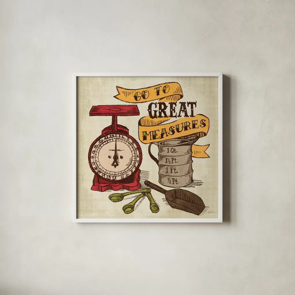 Retro Bakery Color I by Mary Urban. Shown in a crisp white glass frame for a clean and minimalist style. Available as an archival giclee rolled canvas, fine art paper, or poster print. SKU 17677a.