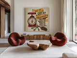 Retro Bakery Color I by Mary Urban. Shown as extra-large giant wall art in a modern living room. Available as an archival giclee rolled canvas, fine art paper, or poster print. SKU 17677a.