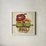 Retro Bakery Color III by Mary Urban. Shown in a crisp white glass frame for a clean and minimalist style. Available as an archival giclee rolled canvas, fine art paper, or poster print. SKU 16016a.