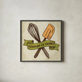 Retro Bakery Color IV by Mary Urban. Shown in a sleek black glass frame for a contemporary gallery look. Available as an archival giclee rolled canvas, fine art paper, or poster print. SKU 15994a.