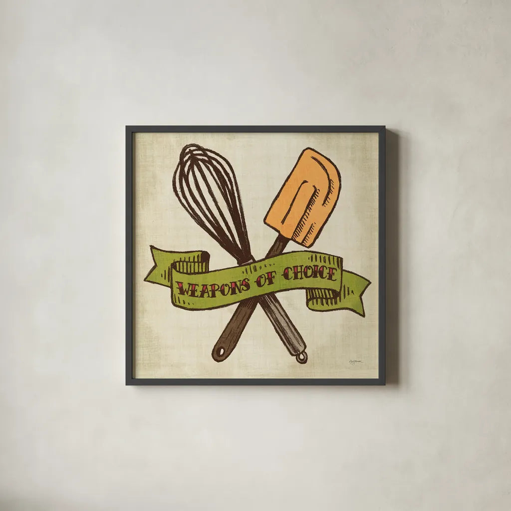 Retro Bakery Color IV by Mary Urban. Shown in a sleek black glass frame for a contemporary gallery look. Available as an archival giclee rolled canvas, fine art paper, or poster print. SKU 15994a.