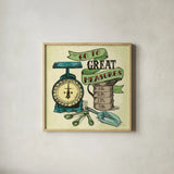Retro Bakery Green I by Mary Urban. Shown in a natural wood glass frame for a timeless modern aesthetic. Available as an archival giclee rolled canvas, fine art paper, or poster print. SKU 19192a.