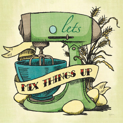 Retro Bakery Green II by Mary Urban. SKU 19193a. Archival Giclee Fine art print for wall decor.