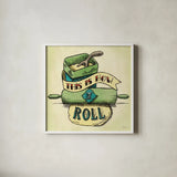 Retro Bakery Green III by Mary Urban. Shown in a crisp white glass frame for a clean and minimalist style. Available as an archival giclee rolled canvas, fine art paper, or poster print. SKU 19194a.