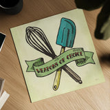 Retro Bakery Green IV by Mary Urban. Shown as a detailed flat fine art print, highlighting archival giclee quality. Available as an archival giclee rolled canvas, fine art paper, or poster print. SKU 19195a.