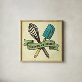 Retro Bakery Green IV by Mary Urban. Shown in a natural wood glass frame for a timeless modern aesthetic. Available as an archival giclee rolled canvas, fine art paper, or poster print. SKU 19195a.