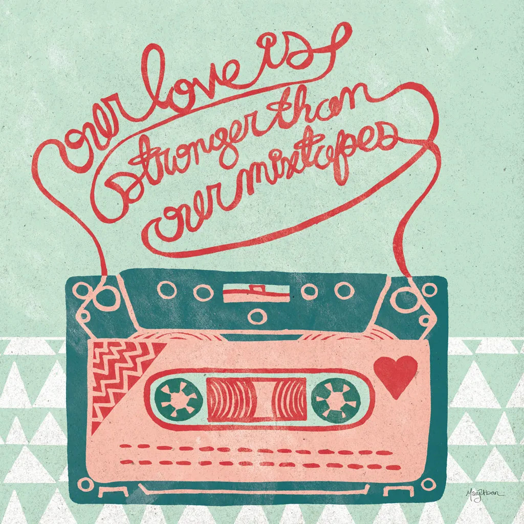Retro Cassette by Mary Urban. SKU 20906a. Archival Giclee Fine art print for wall decor.