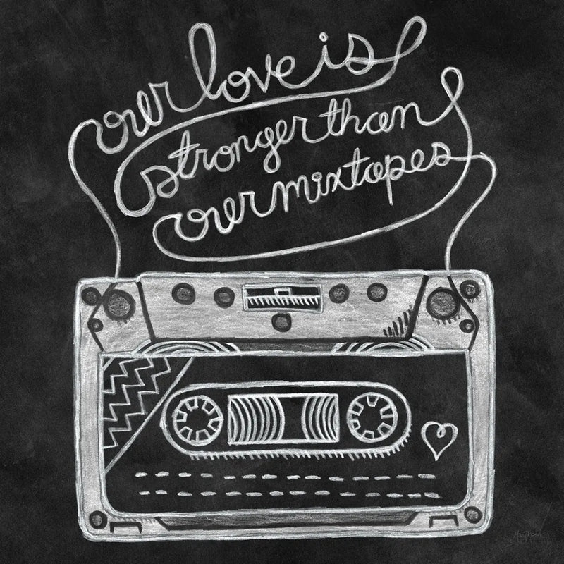 Retro Cassette Chalk by Mary Urban. SKU 30509a. Archival Giclee Fine art print for wall decor.
