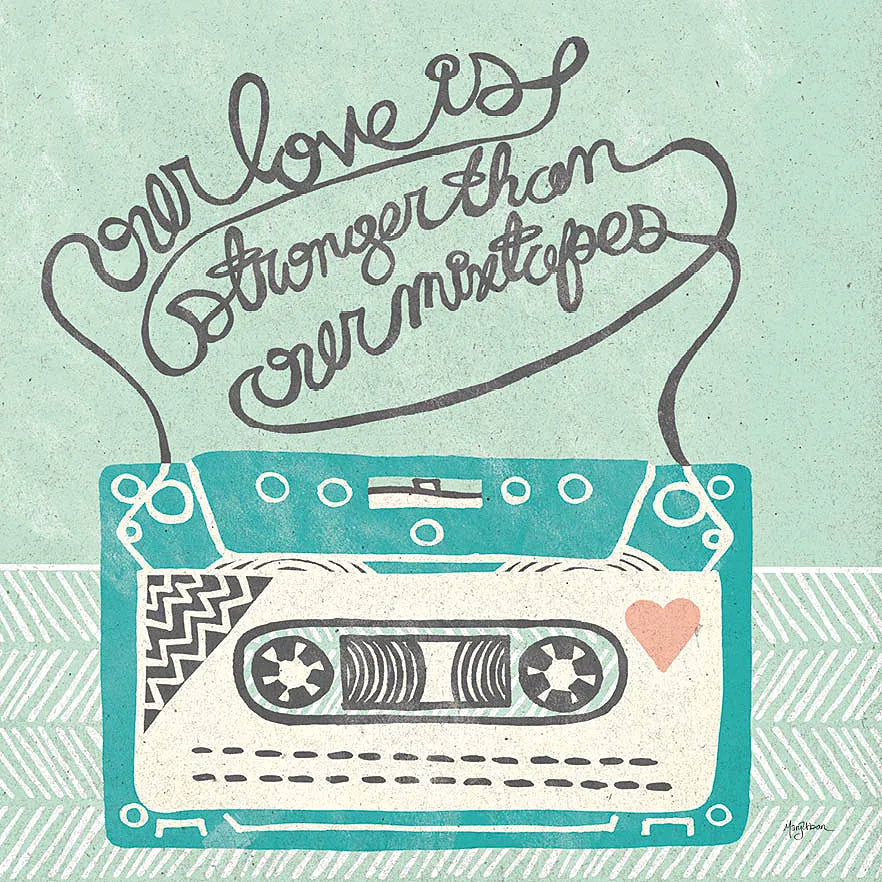 Retro Cassette Gray by Mary Urban. SKU 20848a. Archival Giclee Fine art print for wall decor.