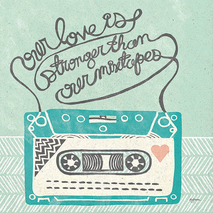 Retro Cassette Gray by Mary Urban. SKU 20848a. Archival Giclee Fine art print for wall decor.