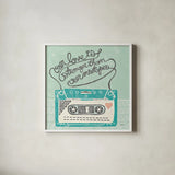 Retro Cassette Gray by Mary Urban. Shown in a crisp white glass frame for a clean and minimalist style. Available as an archival giclee rolled canvas, fine art paper, or poster print. SKU 20848a.
