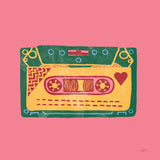 Retro Cassette No Words Dark by Mary Urban. SKU 60981a. Archival Giclee Fine art print for wall decor.