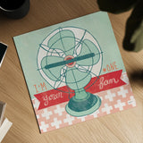 Retro Fan by Mary Urban. Shown as a detailed flat fine art print, highlighting archival giclee quality. Available as an archival giclee rolled canvas, fine art paper, or poster print. SKU 20907a.