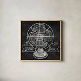 Retro Fan Chalk by Mary Urban. Shown in a natural wood glass frame for a timeless modern aesthetic. Available as an archival giclee rolled canvas, fine art paper, or poster print. SKU 30507a.