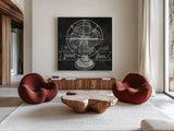 Retro Fan Chalk by Mary Urban. Shown as extra-large giant wall art in a modern living room. Available as an archival giclee rolled canvas, fine art paper, or poster print. SKU 30507a.