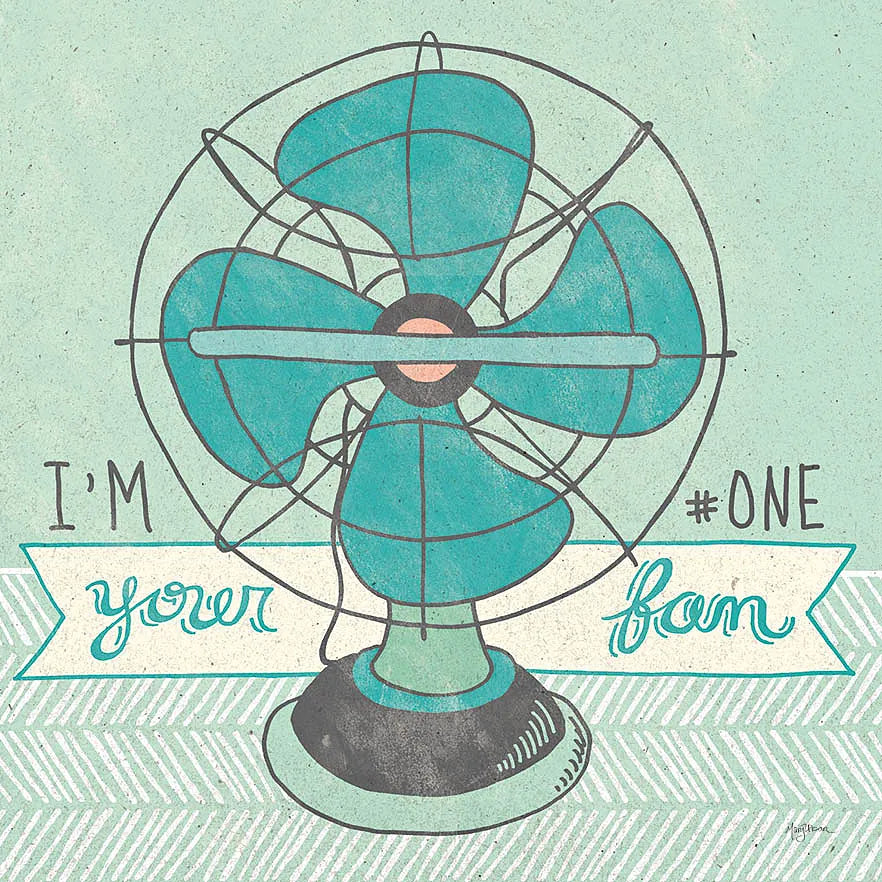 Retro Fan Gray by Mary Urban. SKU 20849a. Archival Giclee Fine art print for wall decor.