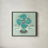 Retro Fan Gray by Mary Urban. Shown in a sleek black glass frame for a contemporary gallery look. Available as an archival giclee rolled canvas, fine art paper, or poster print. SKU 20849a.