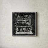 Retro Polaroid Chalk by Mary Urban. Shown in a crisp white glass frame for a clean and minimalist style. Available as an archival giclee rolled canvas, fine art paper, or poster print. SKU 30508a.