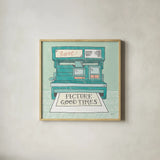 Retro Polaroid Gray by Mary Urban. Shown in a natural wood glass frame for a timeless modern aesthetic. Available as an archival giclee rolled canvas, fine art paper, or poster print. SKU 20850a.