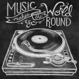 Retro Record Player Chalk by Mary Urban. SKU 30506a. Archival Giclee Fine art print for wall decor.