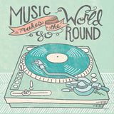 Retro Record Player Gray by Mary Urban. SKU 20851a. Archival Giclee Fine art print for wall decor.