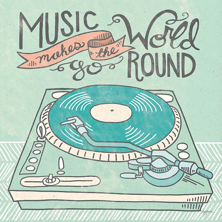 Retro Record Player Gray by Mary Urban. SKU 20851a. Archival Giclee Fine art print for wall decor.