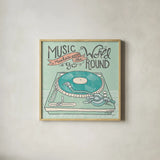 Retro Record Player Gray by Mary Urban. Shown in a natural wood glass frame for a timeless modern aesthetic. Available as an archival giclee rolled canvas, fine art paper, or poster print. SKU 20851a.