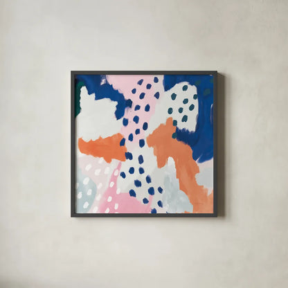 Royal Blue Life I Crop by Mary Urban. Shown in a sleek black glass frame for a contemporary gallery look. Available as an archival giclee rolled canvas, fine art paper, or poster print. SKU 53256a.