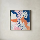 Royal Blue Life I Crop by Mary Urban. Shown in a natural wood glass frame for a timeless modern aesthetic. Available as an archival giclee rolled canvas, fine art paper, or poster print. SKU 53256a.