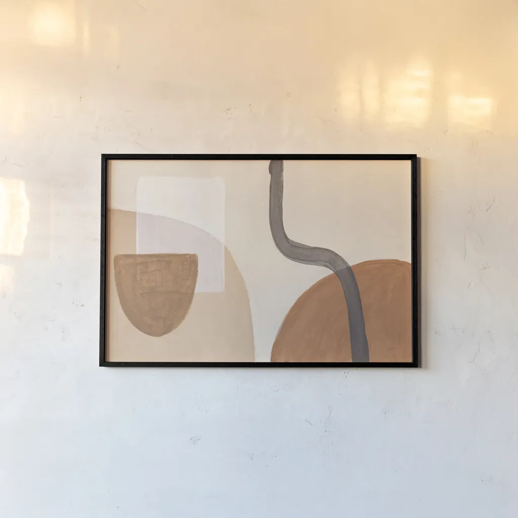 Sandy Balance I by Mary Urban. shown as a paper print in a black flame. Available as a archival giclee rolled canvas, fine art paper, or poster print. SKU 59880i.