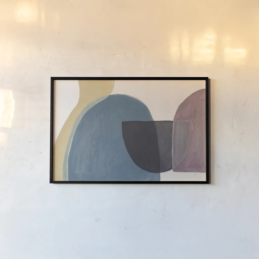 Sandy Balance II Dark by Mary Urban. shown as a paper print in a black flame. Available as a archival giclee rolled canvas, fine art paper, or poster print. SKU 66731i.