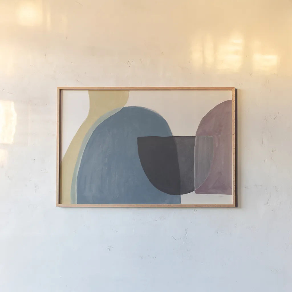 Sandy Balance II Dark by Mary Urban. shown as a paper print in a natural frame. Available as a archival giclee rolled canvas, fine art paper, or poster print. SKU 66731i.