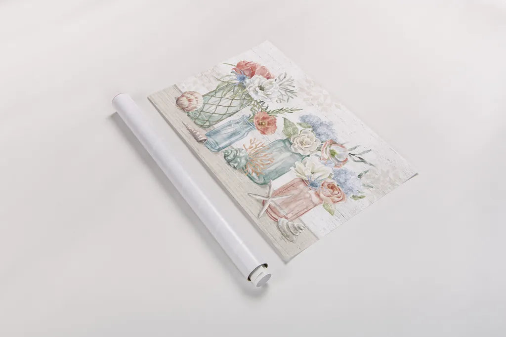 Seaside Petals I by Mary Urban. shown as a rolled paper print. Available as archival giclee rolled canvas, fine art paper, or poster print. SKU 66324i.