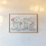 Seaside Petals I by Mary Urban. shown as a paper print in a natural frame. Available as a archival giclee rolled canvas, fine art paper, or poster print. SKU 66324i.