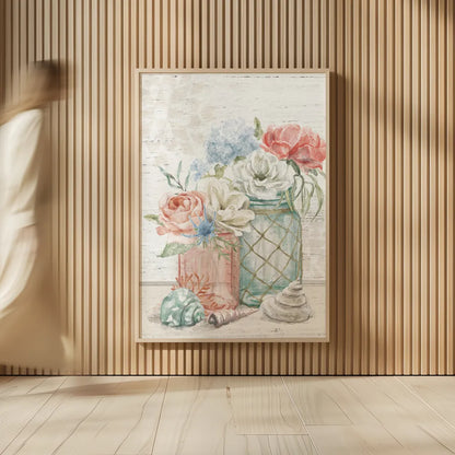 Seaside Petals III v2 by Mary Urban. shown as over sized large wall art. Available as an archival giclee rolled canvas, fine art paper, or poster print. SKU 67382h.