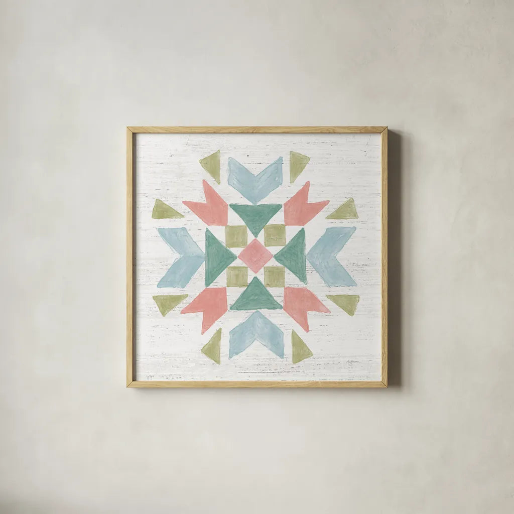 Seaside Petals VII by Mary Urban. Shown in a natural wood glass frame for a timeless modern aesthetic. Available as an archival giclee rolled canvas, fine art paper, or poster print. SKU 66330a.