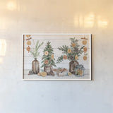 Seasonal Market I by Mary Urban. shown as a paper print in a white frame. Available as a archival giclee rolled canvas, fine art paper, or poster print. SKU 67468i.