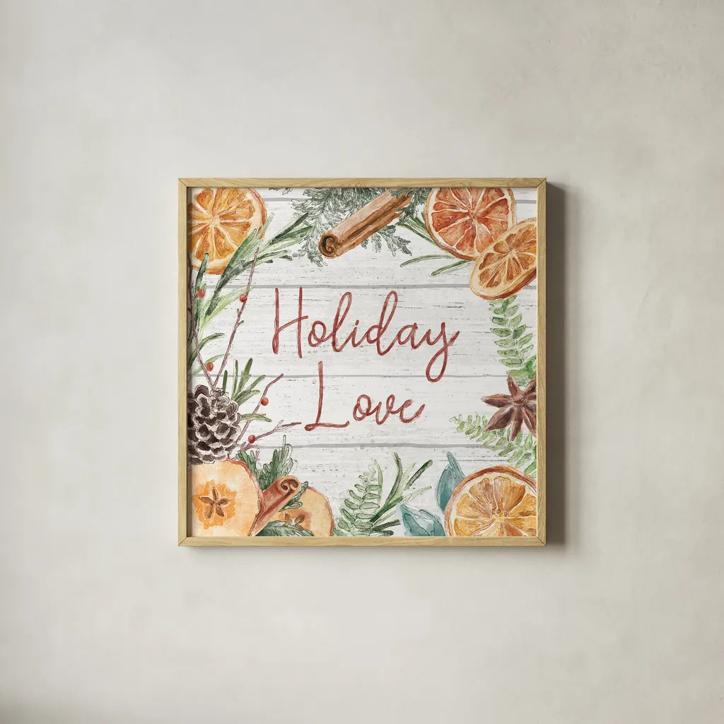 Seasonal Market IV by Mary Urban. Shown in a natural wood glass frame for a timeless modern aesthetic. Available as an archival giclee rolled canvas, fine art paper, or poster print. SKU 67471a.