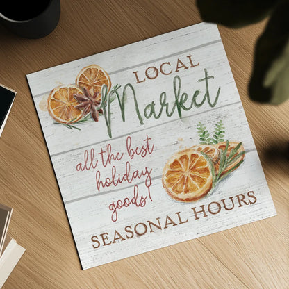 Seasonal Market VII by Mary Urban. Shown as a detailed flat fine art print, highlighting archival giclee quality. Available as an archival giclee rolled canvas, fine art paper, or poster print. SKU 67474a.
