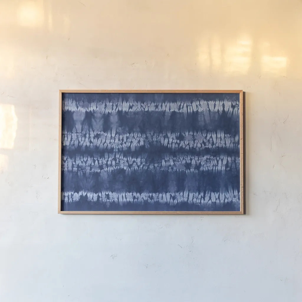 Shiboriscapes I by Mary Urban. shown as a paper print in a natural frame. Available as a archival giclee rolled canvas, fine art paper, or poster print. SKU 73753i.